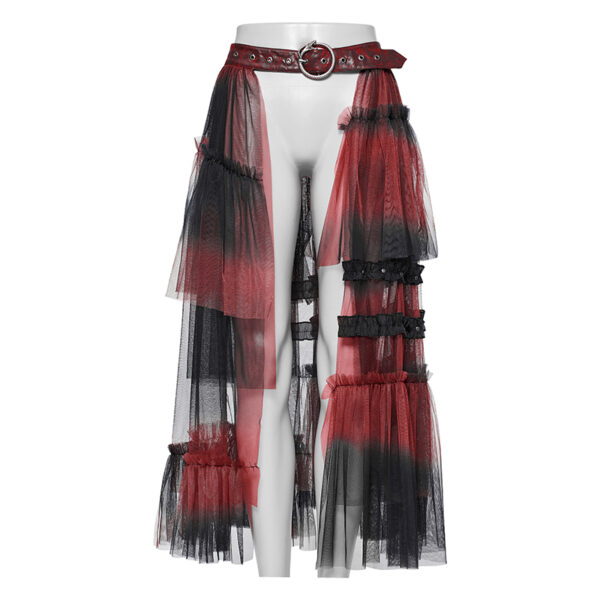 Demi jupe traîne à ceinture Noir & Rouge