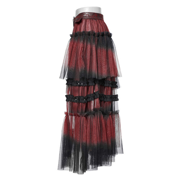 Demi jupe traîne à ceinture Noir & Rouge