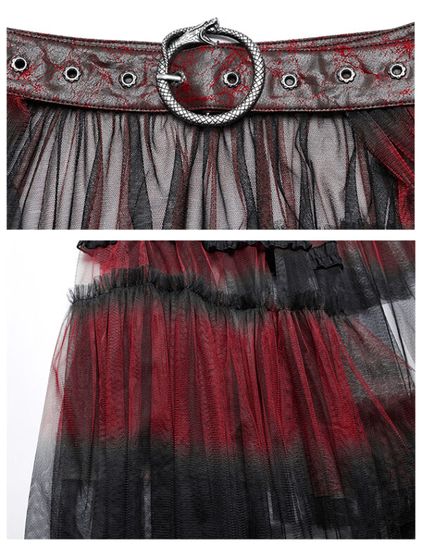 Demi jupe traîne à ceinture Noir & Rouge