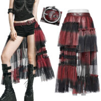 Demi jupe gothique burlesque Punk Rave WQ-704-BK-RD.