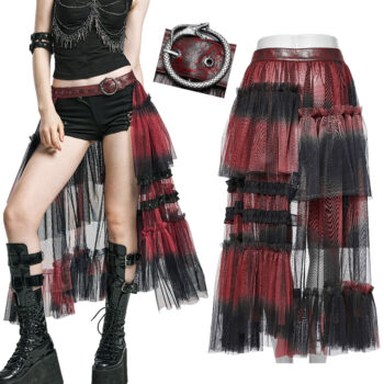 Demi jupe traîne à ceinture Noir & Rouge