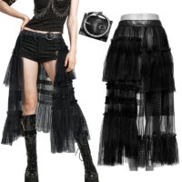 Demi jupe traîne gothique ceinture serpent Punk Rave WQ-704-BK.