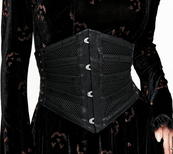 Corset serre-taille en résille à bandes