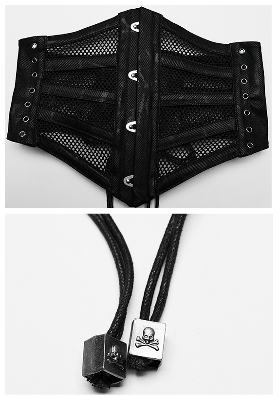 Corset serre-taille en résille à bandes