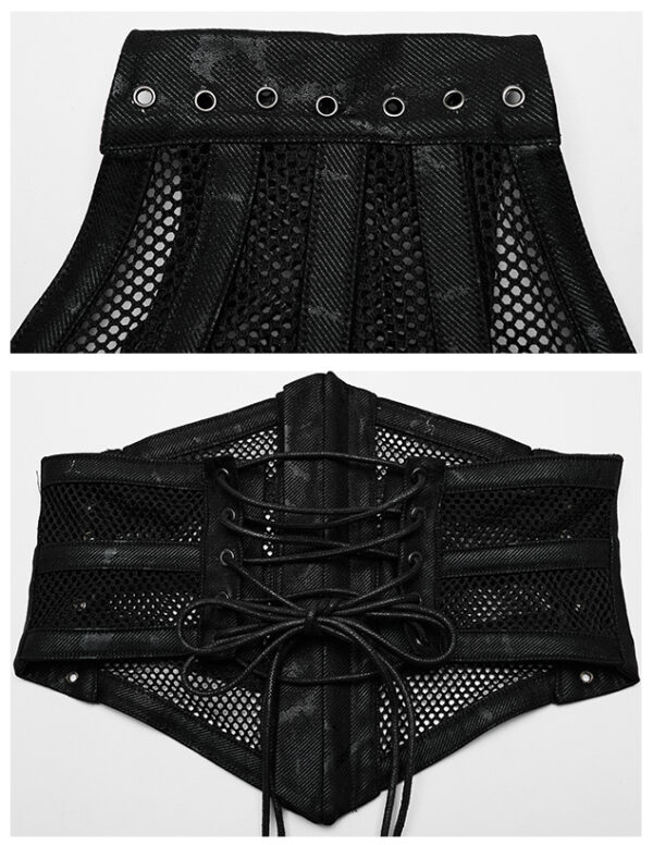 Corset serre-taille en résille à bandes