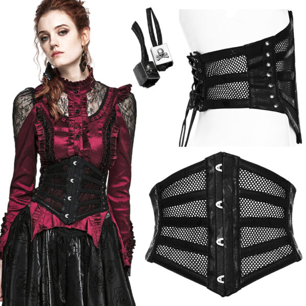 Corset serre-taille en résille à bandes