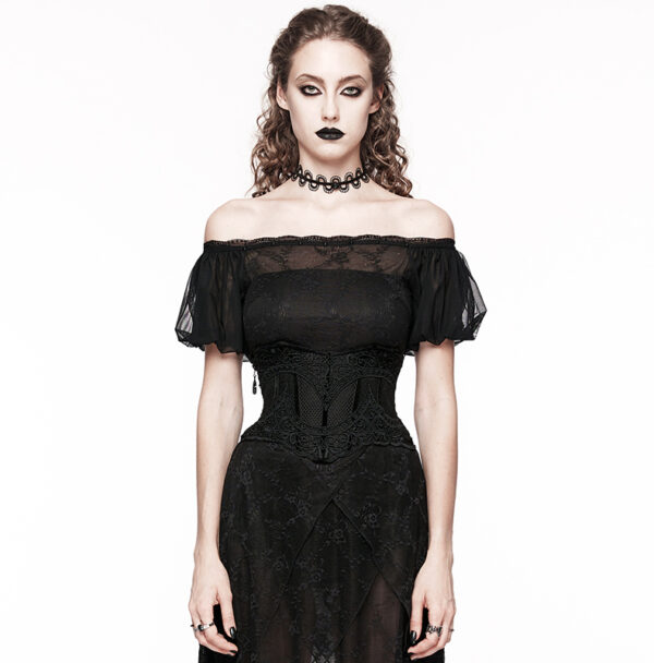 Corset serre-taille en résille brodée