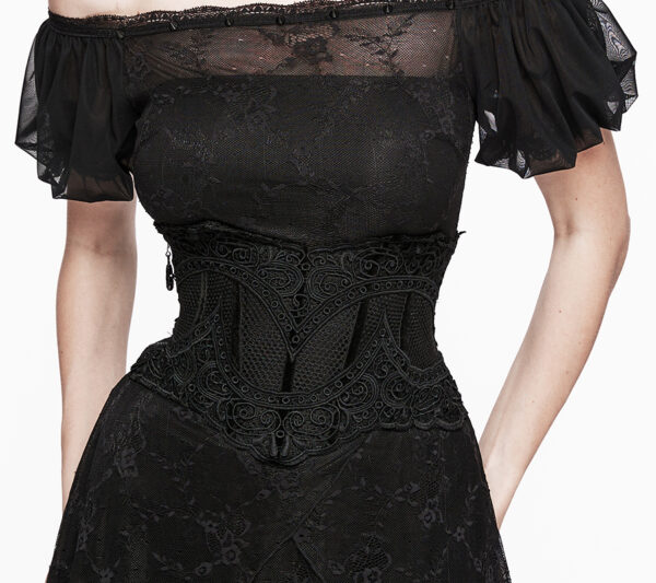 Corset serre-taille en résille brodée