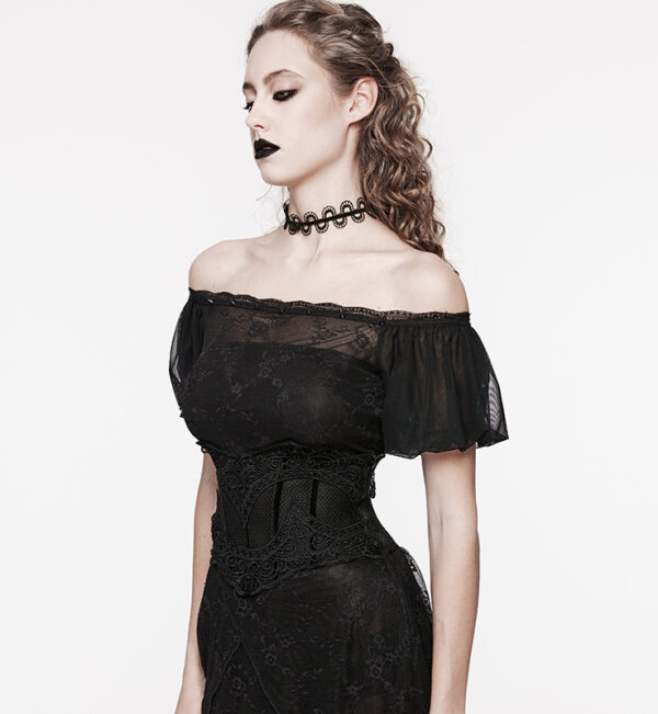 Corset serre-taille en résille brodée