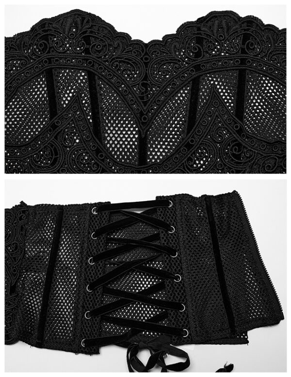 Corset serre-taille en résille brodée