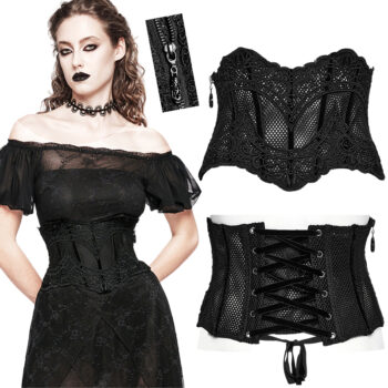 Corset serre-taille en résille brodée