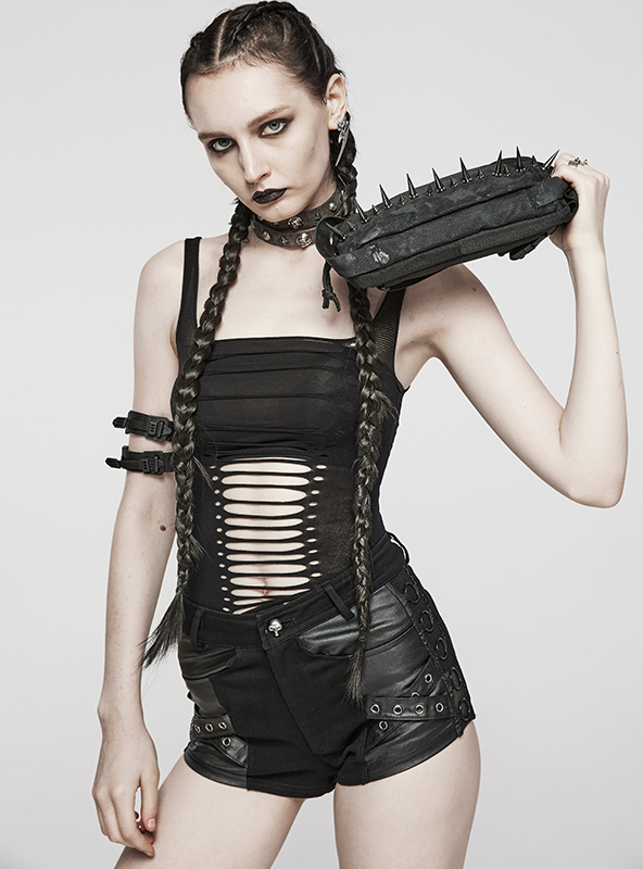 Sac banane à pointes métalliques Noir