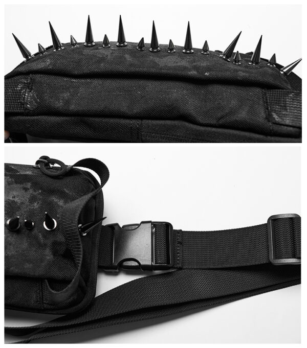 Sac banane à pointes métalliques Noir