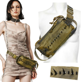 Sac banane à pointes métalliques Kaki
