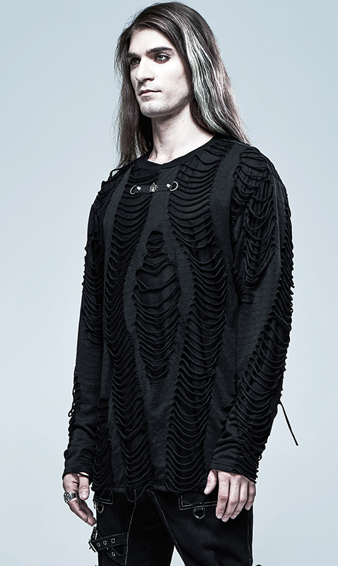 Haut destroy à tête de mort métallique