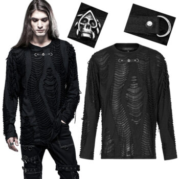 Haut destroy à tête de mort métallique