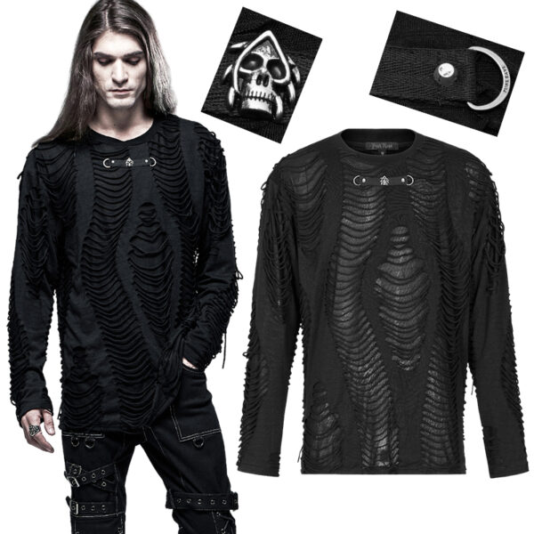 Haut destroy à tête de mort métallique