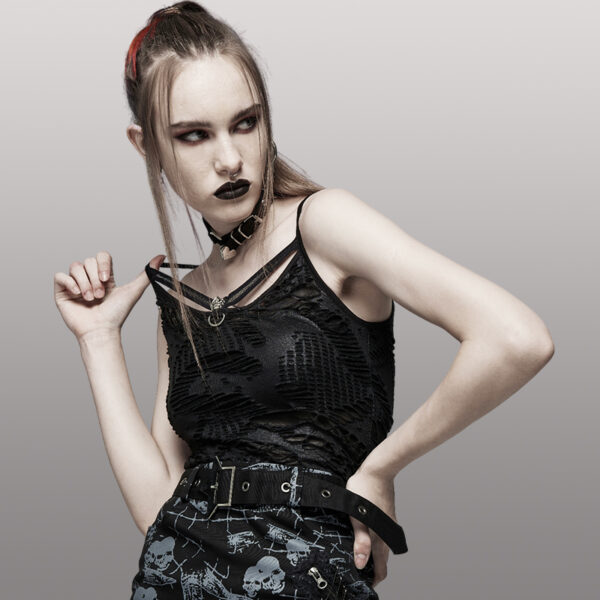 Débardeur destroy à tête de mort