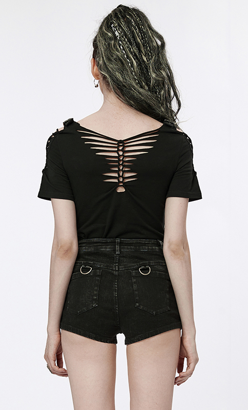 T-shirt à laçages effet déchiré