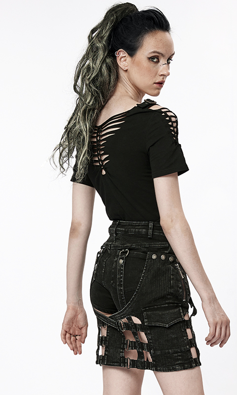T-shirt à laçages effet déchiré