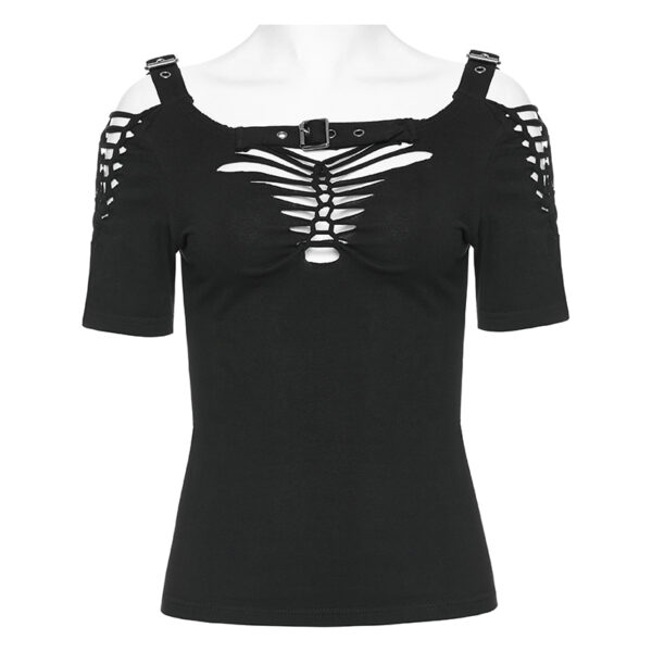 T-shirt à laçages effet déchiré