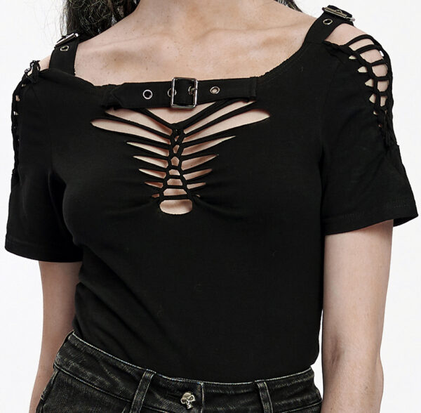 T-shirt à laçages effet déchiré