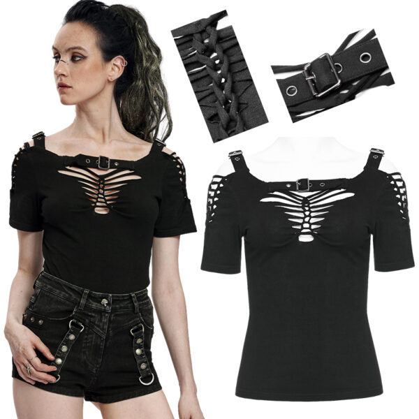 T-shirt à laçages effet déchiré