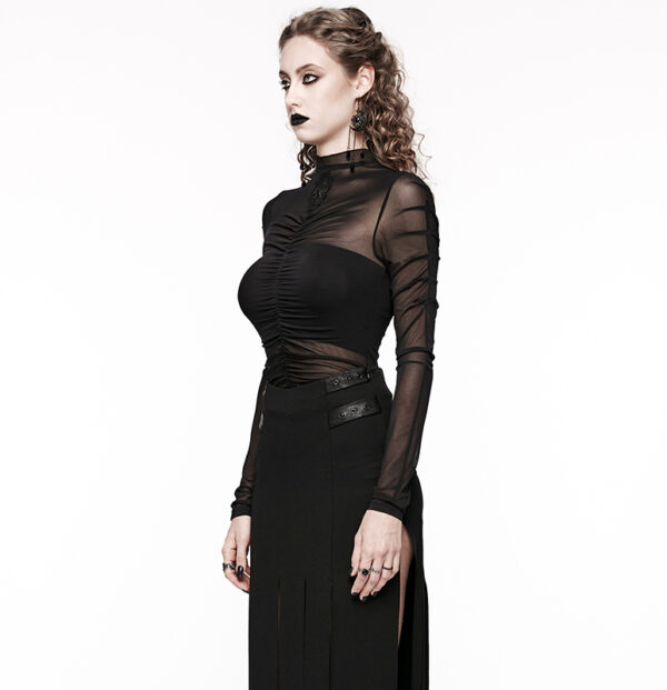 Haut en voilage à fronces et broderie Haut en voilage à fronces et broderie