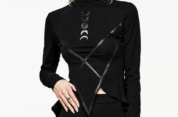 T-shirt à pentacle découpé et cycle lunaire