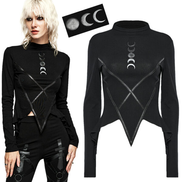 T-shirt à pentacle découpé et cycle lunaire
