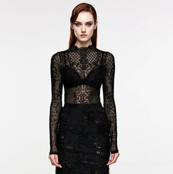 Haut en voilage à motif dentelle