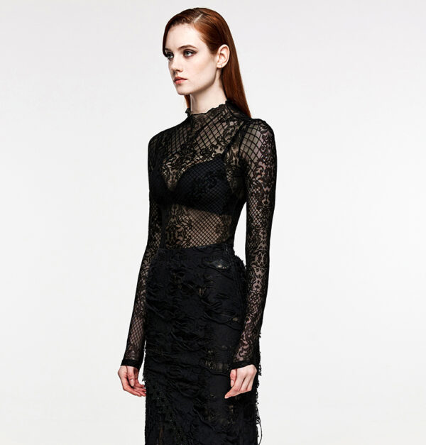 Haut en voilage à motif dentelle