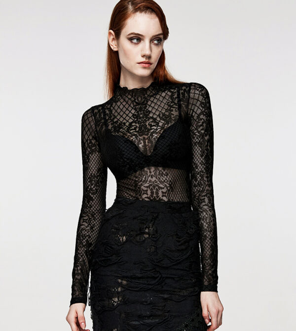 Haut en voilage à motif dentelle