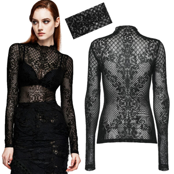 Haut en voilage à motif dentelle