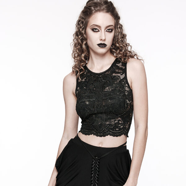 Haut en dentelle avec croix brodée