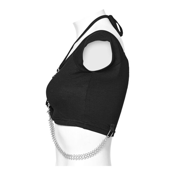 Haut court à découpes et chaînes effet cage thoracique