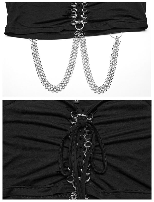 Haut court à découpes et chaînes effet cage thoracique