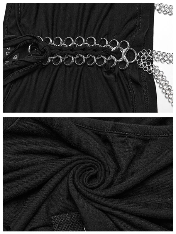 Haut court à découpes et chaînes effet cage thoracique