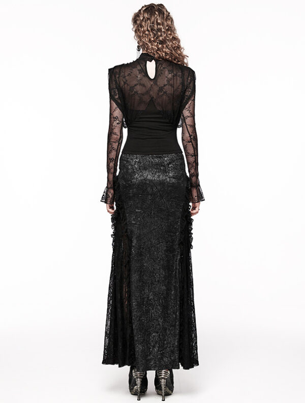 Haut à dentelle drapée et perles noir