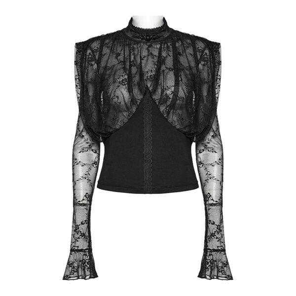 Haut à dentelle drapée et perles noir