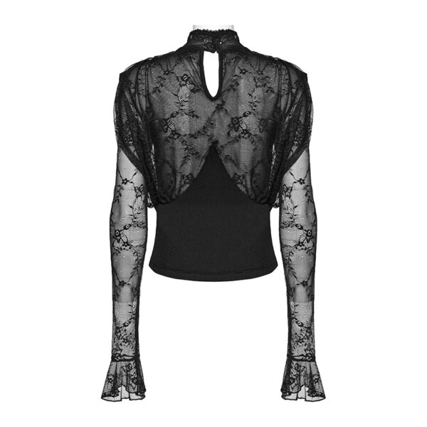 Haut à dentelle drapée et perles noir