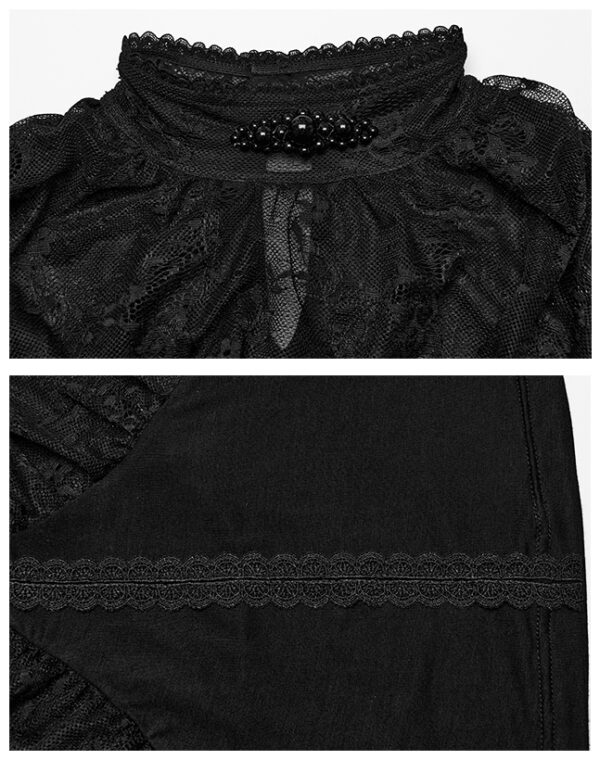Haut à dentelle drapée et perles noir