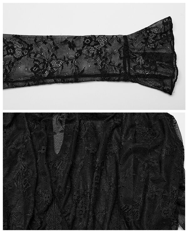 Haut à dentelle drapée et perles noir