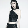 Haut une épaule à roses noires et collier amovible Haut une épaule à roses noires et collier amovible