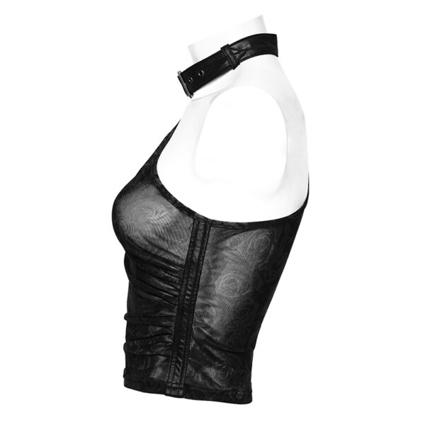 Haut une épaule à roses noires et collier amovible Haut une épaule à roses noires et collier amovible