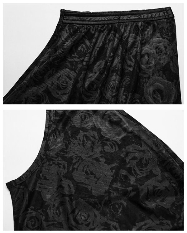 Haut une épaule à roses noires et collier amovible Haut une épaule à roses noires et collier amovible