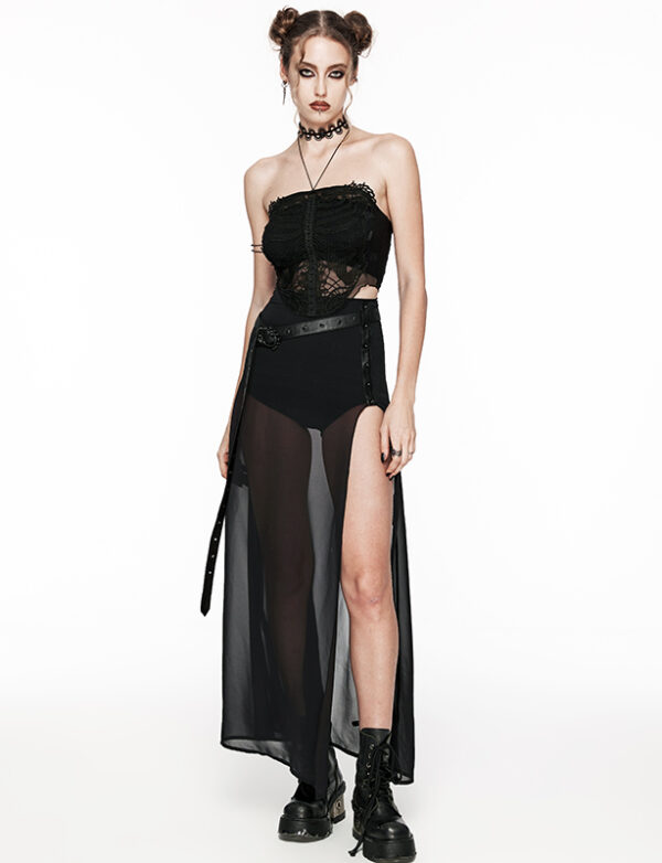 Haut court en voilage à squelette brodé Haut court en voilage à squelette brodé