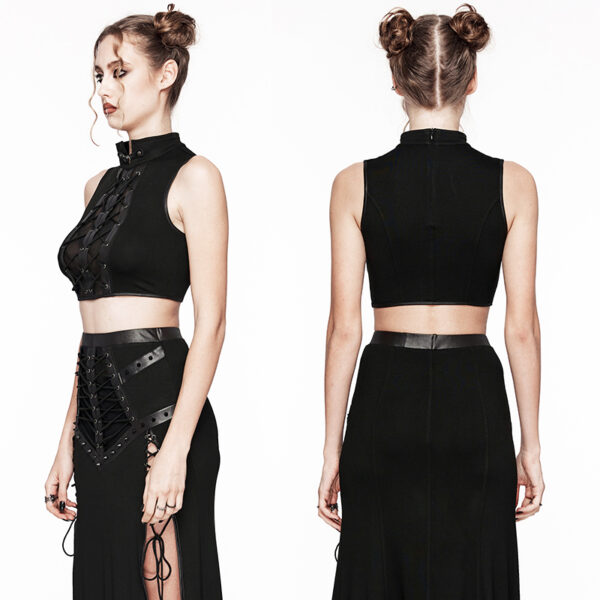 Crop top à voilage et laçages