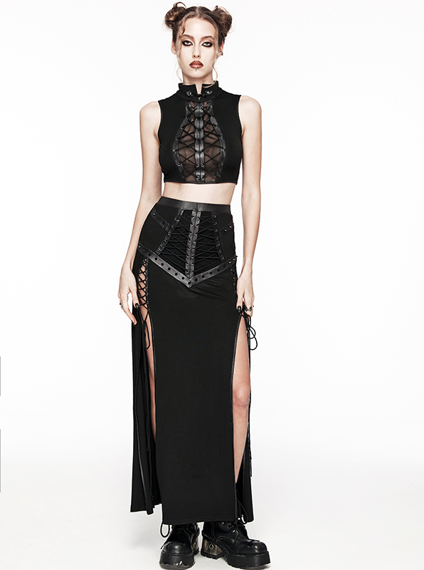 Crop top à voilage et laçages