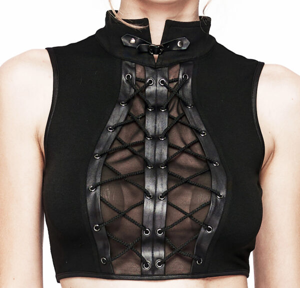 Crop top à voilage et laçages